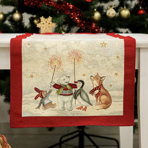 Joy karácsonyi asztali futó, 44x140 cm, arany lurex