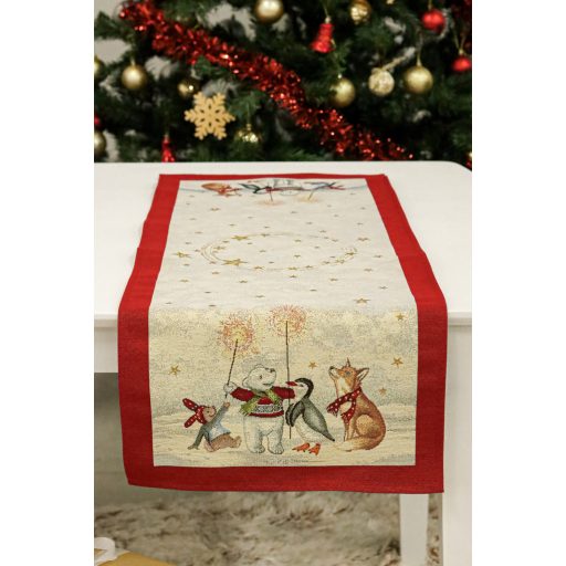 Joy karácsonyi asztali futó, 44x140 cm, arany lurex