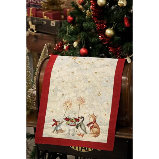 Joy karácsonyi asztali futó, 44x140 cm, arany lurex