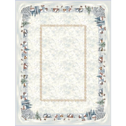 White forest nyuszik a hóban asztalterítő, 137x240 cm, ezüst lurex