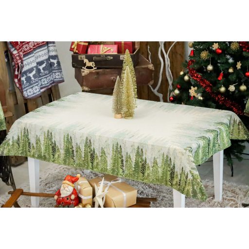 Golden forest fenyőfás asztalterítő, 137x180 cm, arany lurex