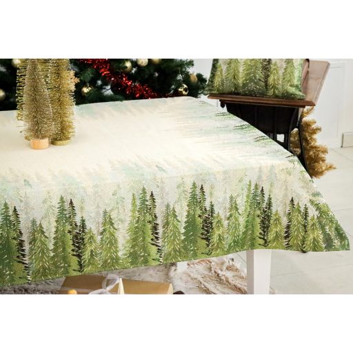 Golden forest fenyőfás asztalterítő, 137x180 cm, arany lurex