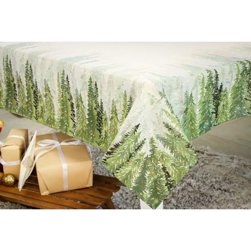 Golden forest fenyőfás asztalterítő, 137x180 cm, arany lurex