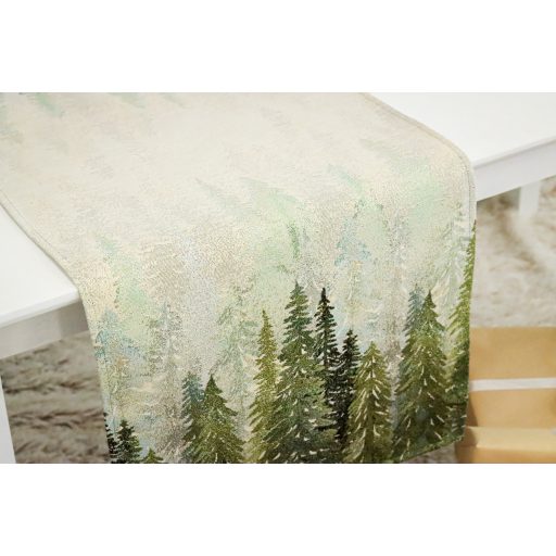 Golden forest fenyőfás asztali futó, 44x140 cm, arany lurex