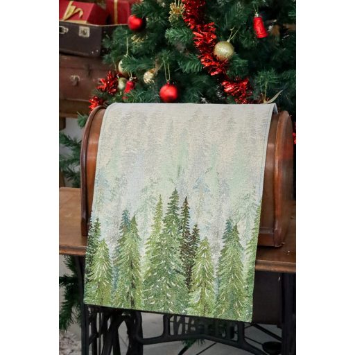 Golden forest fenyőfás asztali futó, 44x140 cm, arany lurex