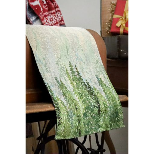 Golden forest fenyőfás asztali futó, 44x140 cm, arany lurex