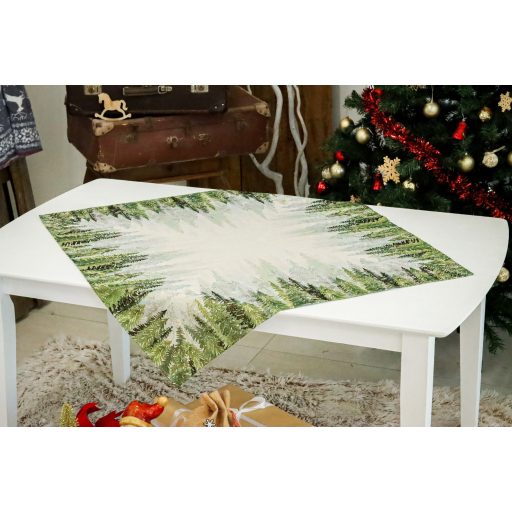 Golden forest fenyőfás asztalterítő, 96x100 cm, arany lurex