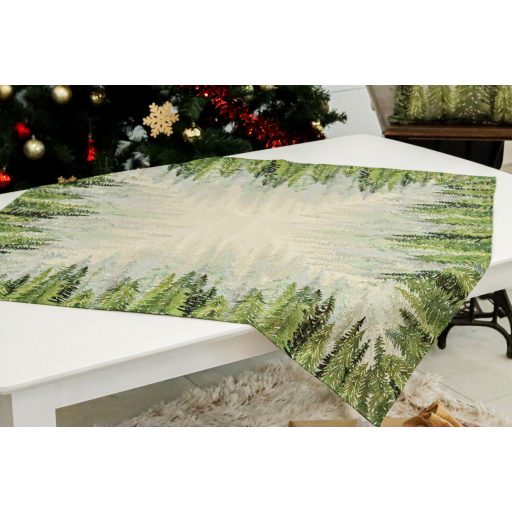 Golden forest fenyőfás asztalterítő, 96x100 cm, arany lurex