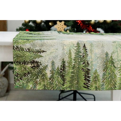 Golden forest fenyőfás asztalterítő, 96x100 cm, arany lurex