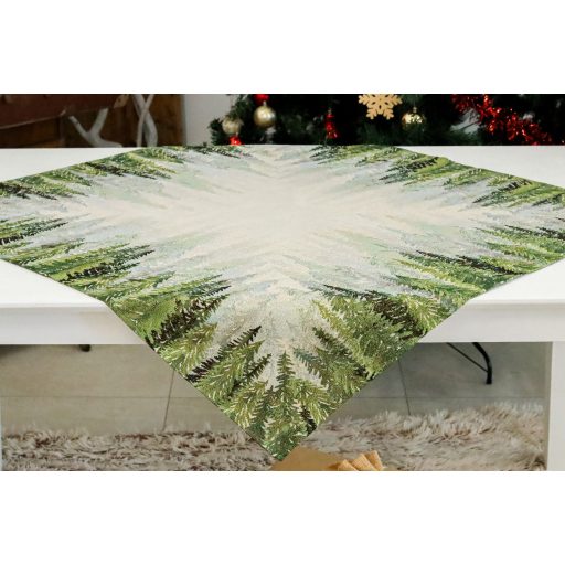 Golden forest fenyőfás asztalterítő, 96x100 cm, arany lurex