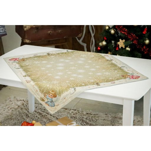 Angyalka a hóban asztalterítő, 96x100 cm, arany lurex