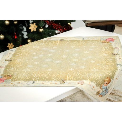 Angyalka a hóban asztalterítő, 96x100 cm, arany lurex