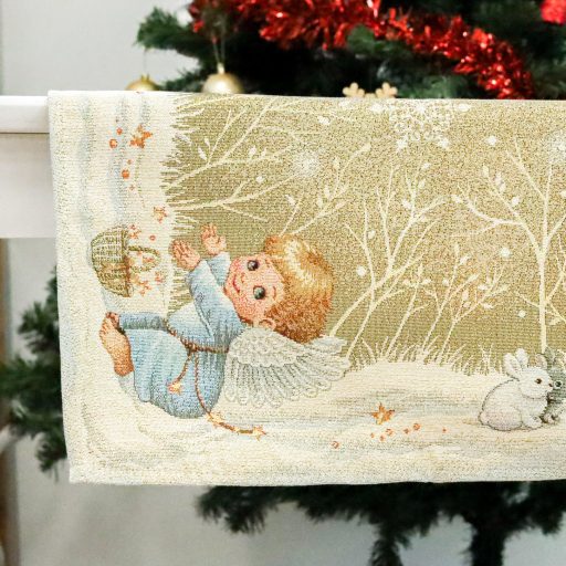 Angyalka a hóban asztalterítő, 96x100 cm, arany lurex