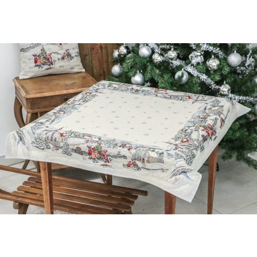 Havas reggel, karácsonyi asztalterítő, 96x100 cm, arany lurex