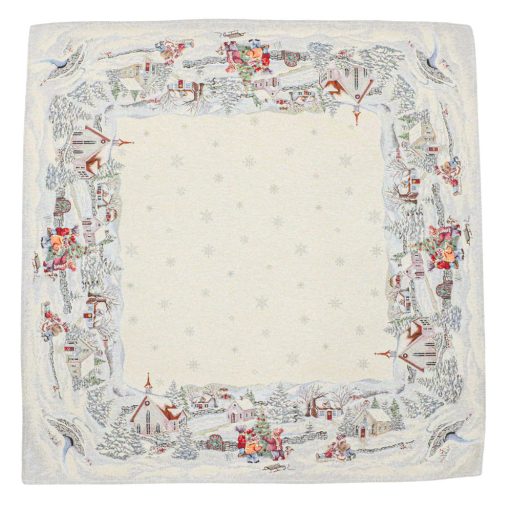 Havas reggel, karácsonyi asztalterítő, 96x100 cm, arany lurex