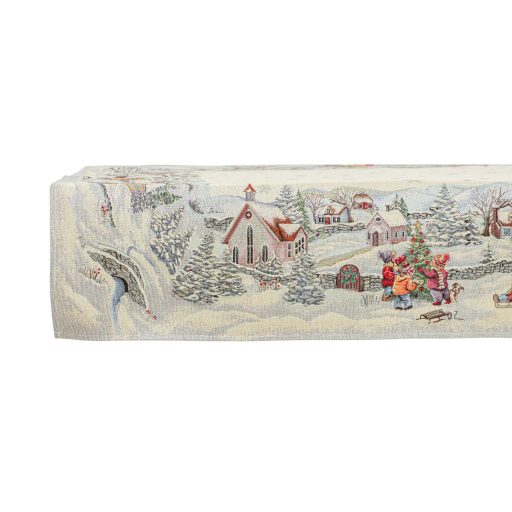 Havas reggel, karácsonyi asztalterítő, 96x100 cm, arany lurex