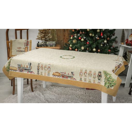 Diótörős, arany szélű asztalterítő, 137x180 cm, arany lurex