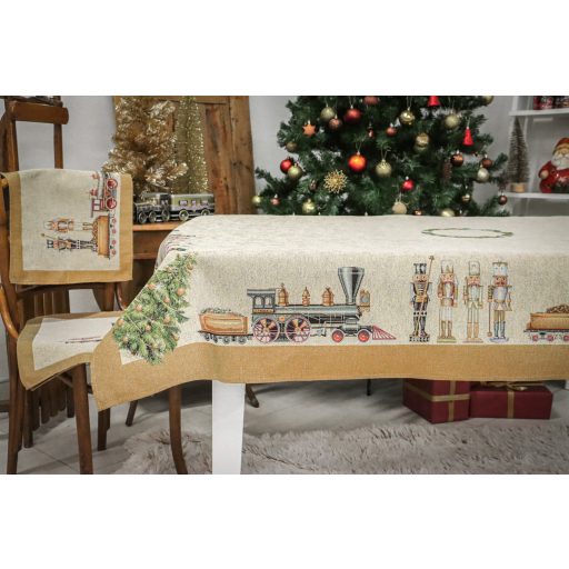  Diótörős, arany szélű asztalterítő, 137x240 cm, arany lurex