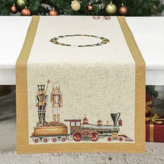   Diótörős, arany szélű asztali futó, 44x140 cm, arany lurex