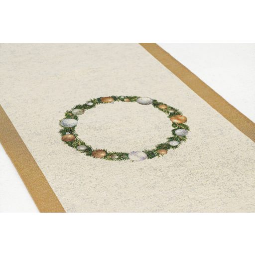 Diótörős, arany szélű asztali futó, 44x140 cm, arany lurex