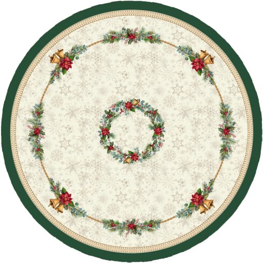 Bells csengős, ünnepi asztalterítő, kör alakú, 160 cm, arany lurex