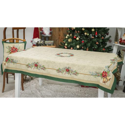 Bells csengős, ünnepi asztalterítő, 137x180 cm, arany lurex