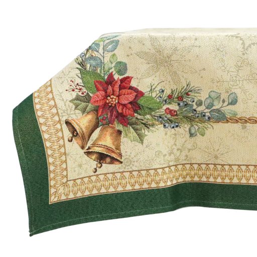 Bells csengős, ünnepi asztalterítő, 137x180 cm, arany lurex