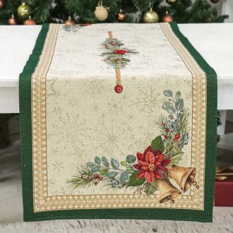   Bells csengős, ünnepi asztali futó, 44x140 cm, arany lurex