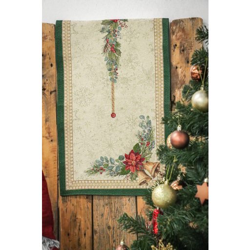 Bells csengős, ünnepi asztali futó, 44x140 cm, arany lurex