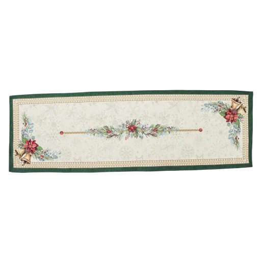 Bells csengős, ünnepi asztali futó, 44x140 cm, arany lurex