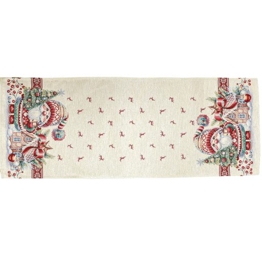 Manós, mézeskalácsos asztali futó, 44x140 cm, ezüst lurex