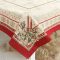 Gyertyás, piros szélű asztalterítő, 137x240 cm, arany lurex