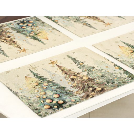 Csillogó erdő, ünnepi tányéralátét, arany lurex