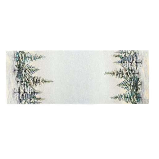 Havas fenyőerdő asztali futó, 44x140 cm, ezüst lurex