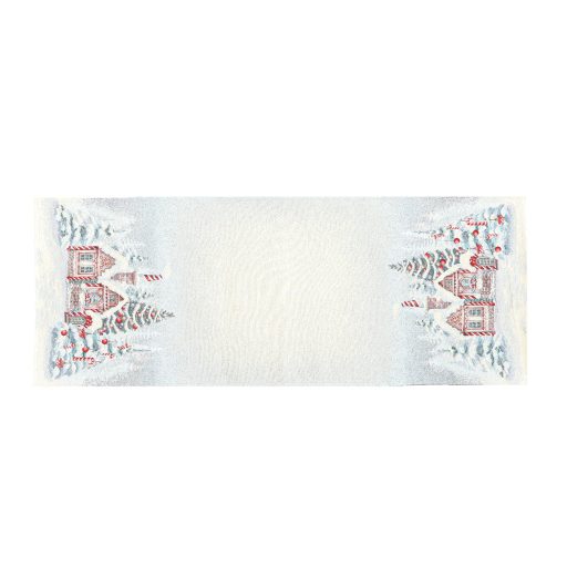 Mézeskalácsos asztali futó, 37x100 cm, ezüst lurex