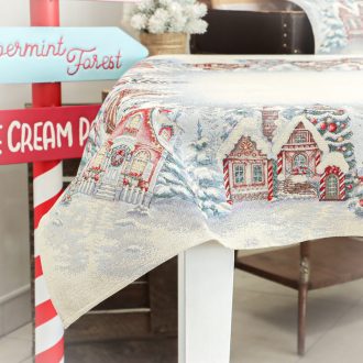 Mézeskalácsos asztalterítő, 96x100 cm, ezüst lurex