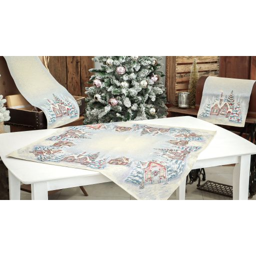 Mézeskalácsos asztalterítő, 96x100 cm, ezüst lurex