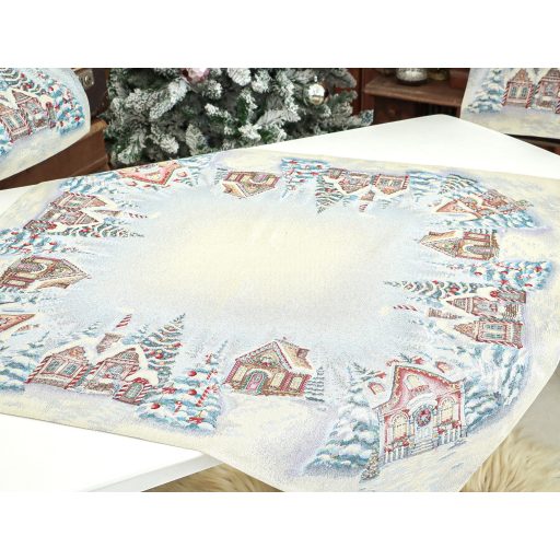 Mézeskalácsos asztalterítő, 96x100 cm, ezüst lurex