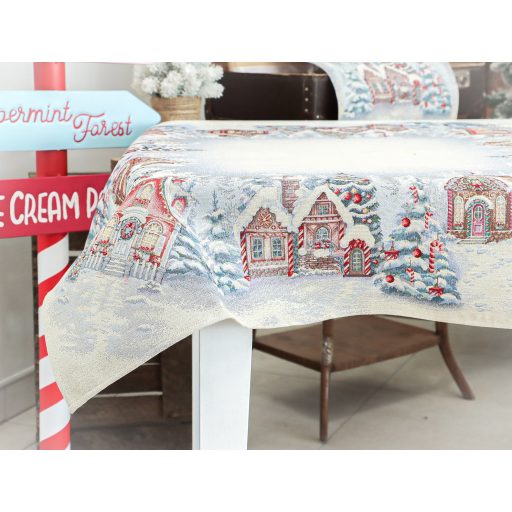 Mézeskalácsos asztalterítő, 96x100 cm, ezüst lurex