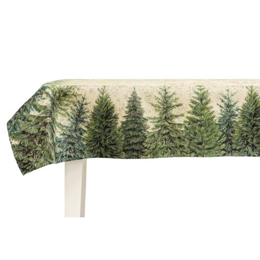 Silver forest, fenyőfás asztalterítő, 137x240 cm, ezüst lurex
