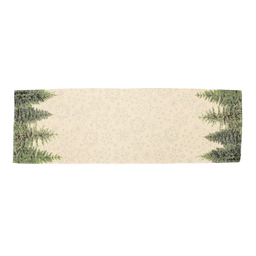 Silver forest, fenyőfás asztali futó, 44x140 cm, ezüst lurex