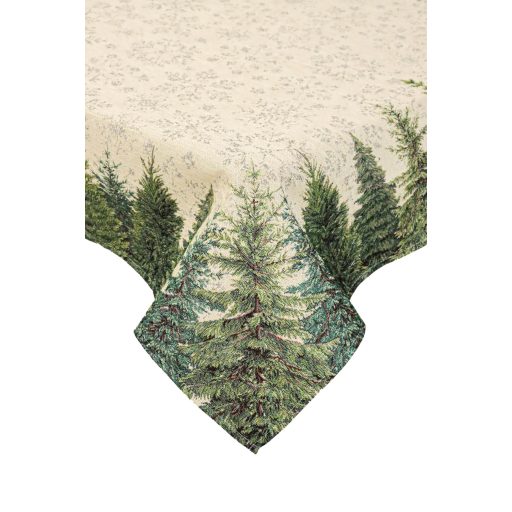 Silver forest, fenyőfás asztalterítő, 96x100 cm, ezüst lurex