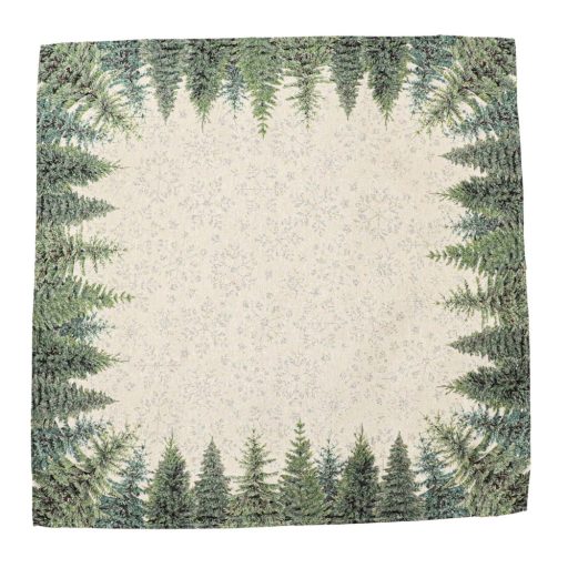 Silver forest, fenyőfás asztalterítő, 96x100 cm, ezüst lurex