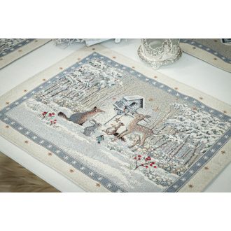 Téli erdő tányéralátét, ezüst lurex