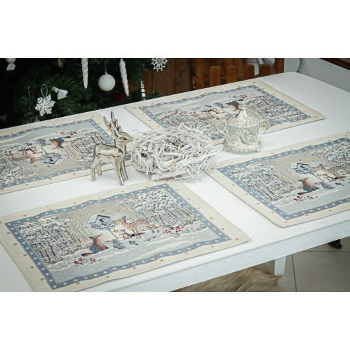 Téli erdő tányéralátét, ezüst lurex