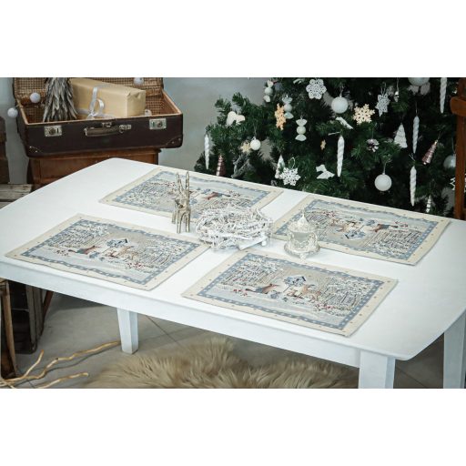 Téli erdő tányéralátét, ezüst lurex