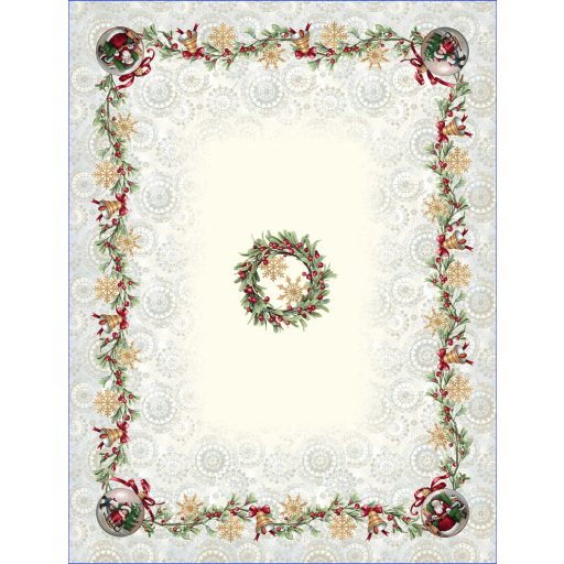 Csipkebogyós asztalterítő, 137x240 cm, ezüst lurex