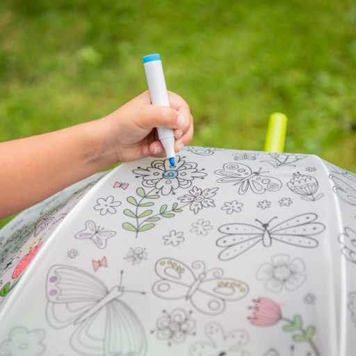 Kifesthető pillangós gyerek esernyő, filctollakkal