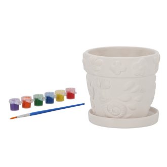   Kifesthető rovarmintás virágcserép, festékkel és ecsettel, 13 cm átmérőjű