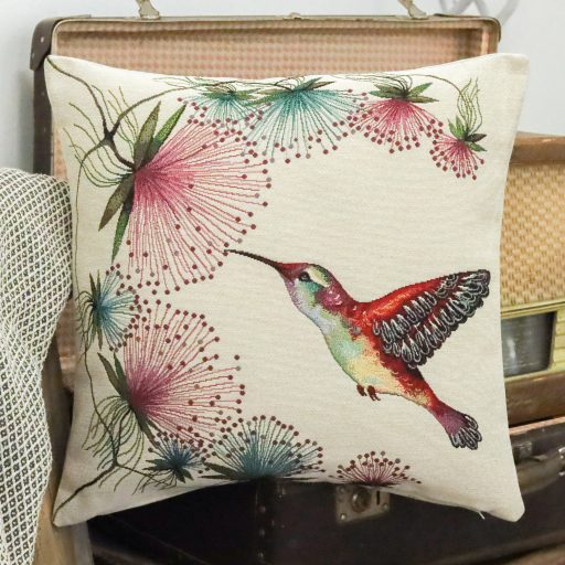 Kolibris (pink virágos) díszpárna huzat 